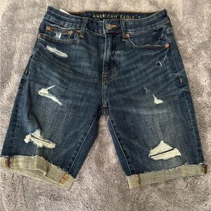 American Eagle Outfitters Blue Jean Shorts Distressed Style